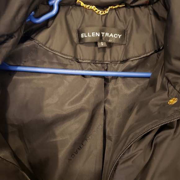 Ellen Tracy Duck Down Puffer Long Winter Coat Black Feather Size Small - Picture 8 of 10
